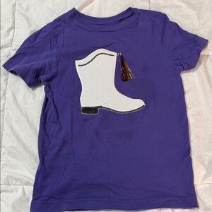 Azarhia Mardi Gras Purple Kids Shirt with sequin Boot Design youth small